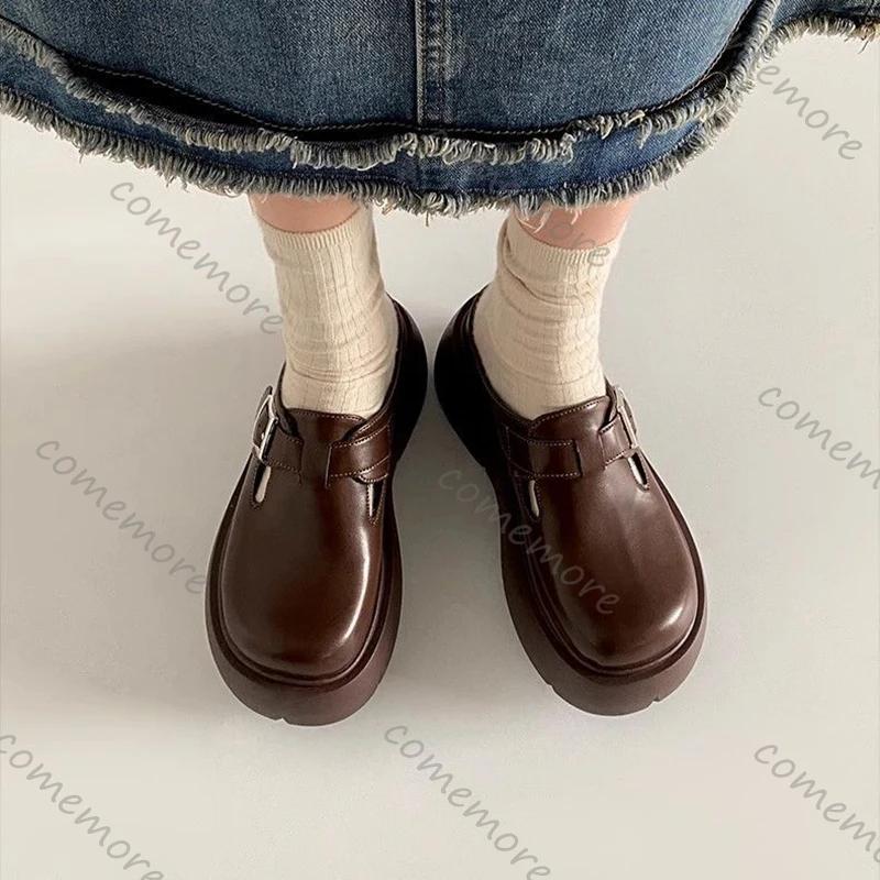 Comemore Platform Baotou Slipper Shoes Women Black Brown High Heels Women's Shoes Casual Slip on Outside Wear Half Mules Slides