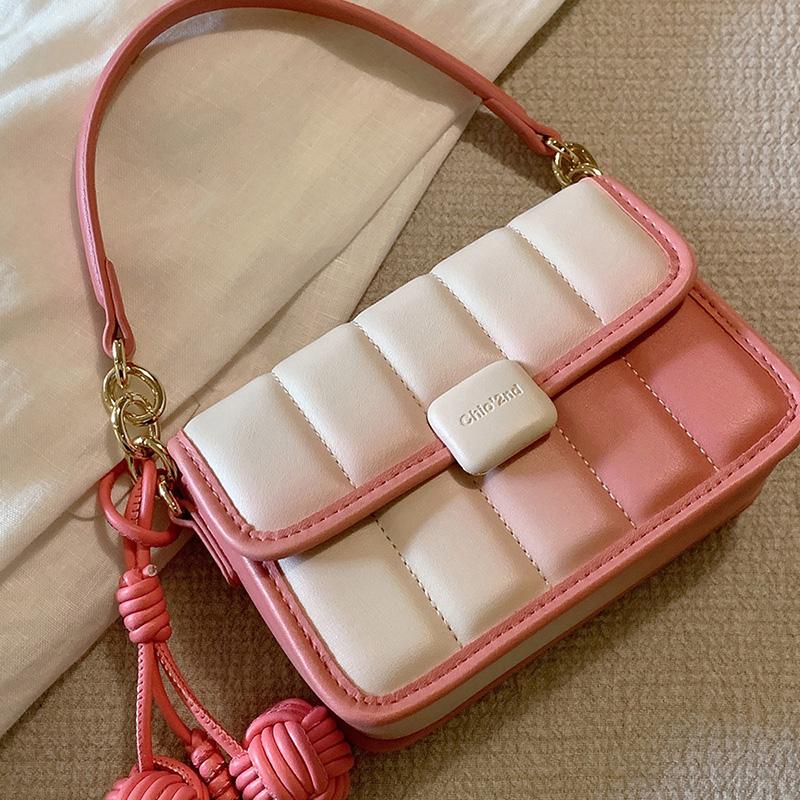 Sommer Koreanische Farbverlauf Mini Quadratische Tasche Niedlich Rosa Lässig Schulter Umhängetasche Mädchen Einfache Allround Handtasche Achseltasche