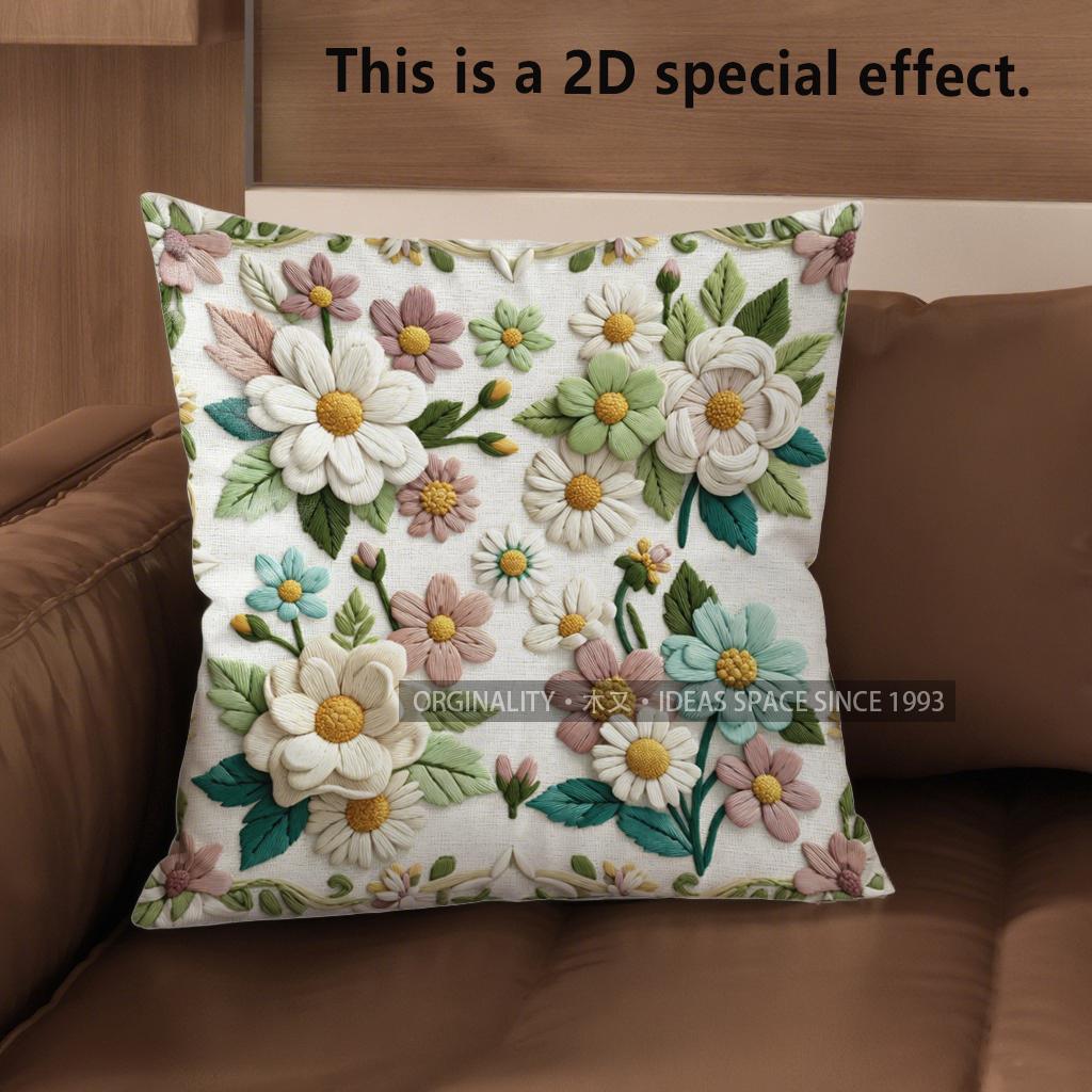 

2D Vintage Floral Embossed Style Throw Pillow Covers Pattern Cushion Cover Suitable For Sofa Bedroom Car Pillow Cover 40x40cm