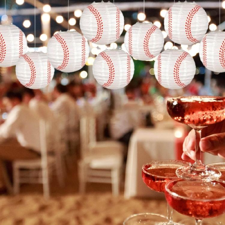 Unique and Colorful Baseball Paper Lampshade for Sport Party Decor Baseball Hanging Lampshade for Decoration