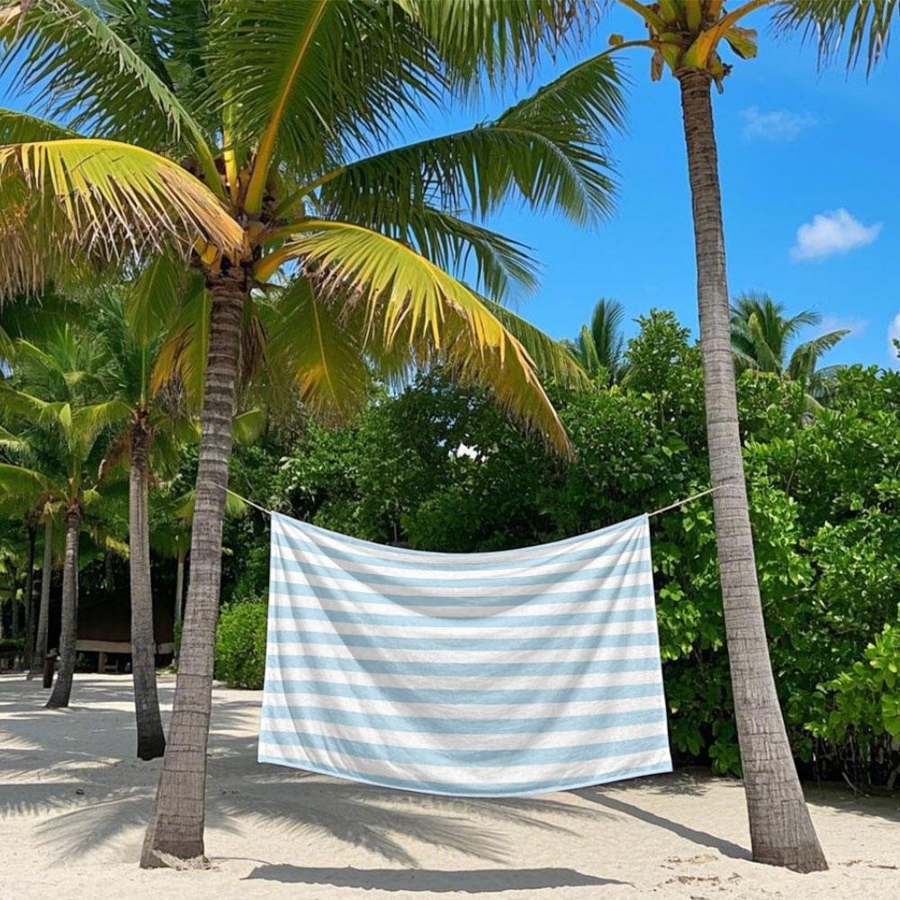 Light Blue White Vertical Stripes Quick Drying Bath Towel Microfiber beach towel light weight swimming camping yoga beach out