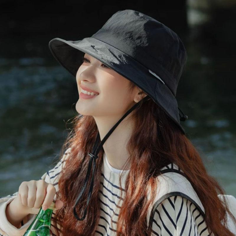 Women Summer Quick-dry Fishermen Hat Casual Outdoor Wide Brim Waterproof Sunshade Bucket Cap Solid Hiking Fishing Sunscreen Hats