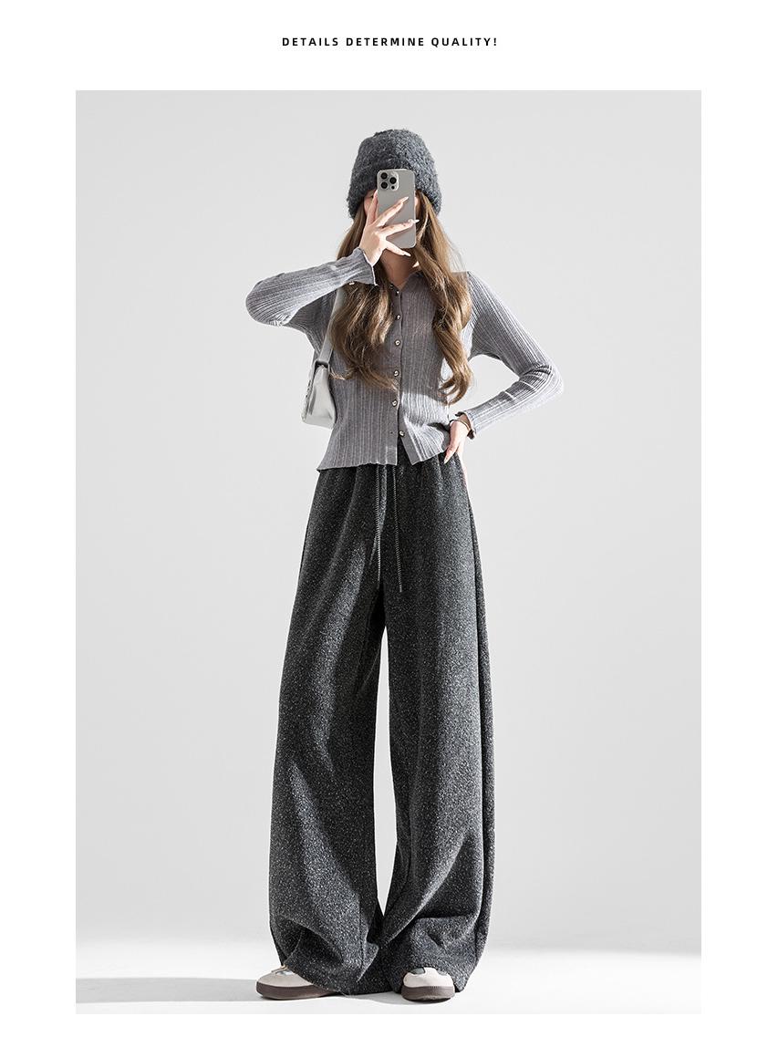 

Women s Starburst Wide-Leg Autumn Pants - Trendy, Loose, Slimming Polyester Viscose Blend M серый