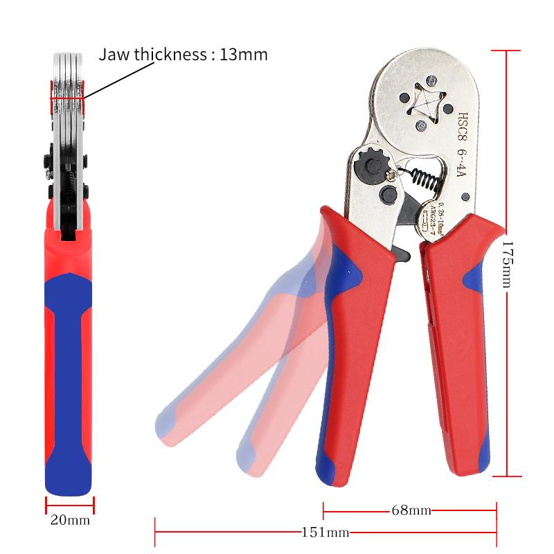 HSC8 6-1A 1.11-11mm² 11-7AWG 6-6 1.11-6mm² High Precision Clamp Sets Tubular Terminal Crimping Tools Mini Electrical Pliers