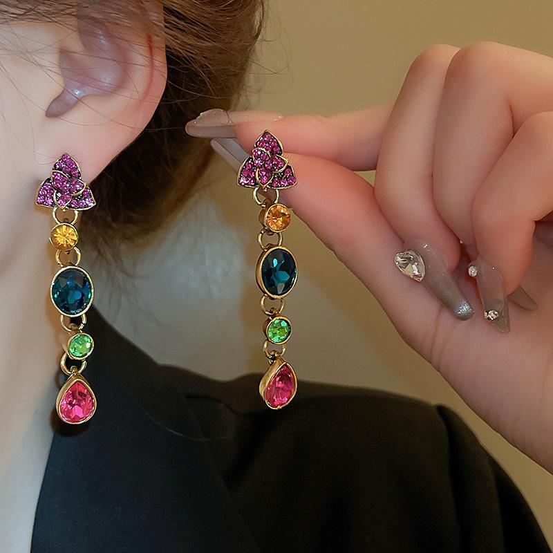 Real Gold-Plated Silver Needle Heart-Shaped Freshwater Pearl Earrings, Vintage Chinese Style