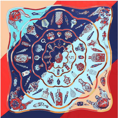 POBING 100% Silk Square Scarf Women Femme Foulard NeckerChief High Quality Silk Floral Scarves Shawl Hijab Office Bandana70*70cm