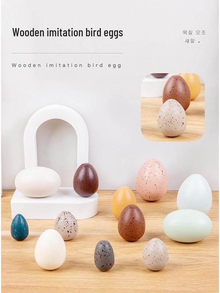Wooden Educational Pretend Play Set: Colorful Bird, Chicken, and Duck Eggs for Kindergarten Science Learning
