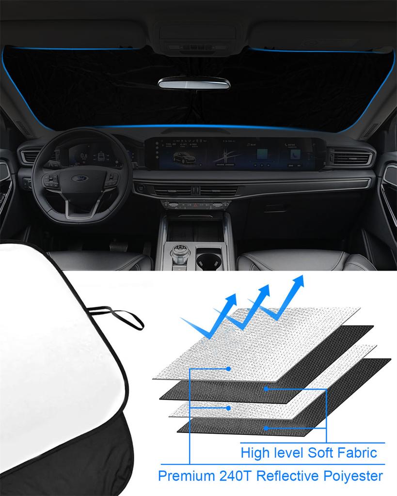 Windshield Sun Shade for Ford Explorer 2020 2025 2025-2025 Car Front Sunshade Foldable Window Sun Visor Protector Blocks UV Rays