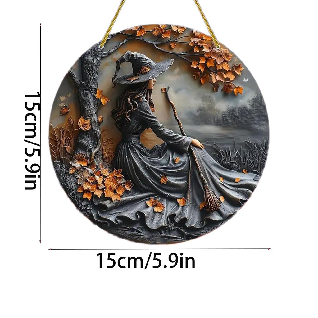 Halloween 2D Hexenbesen Acryl Flaches Schild zum Aufhängen Perfekt für Fenster Tür Wandkunst Dekoration