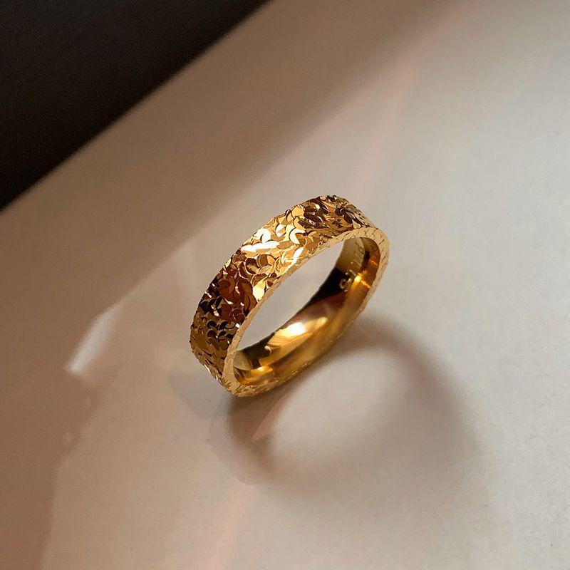 

Super Bright! Mush Ice Ring Female Light Luxury Minority Fancy Hammered Design Index Finger Middle Finger Ring Finger Hand Jewelry Gold Inner diameter 17mm/US code size 7 (hot)