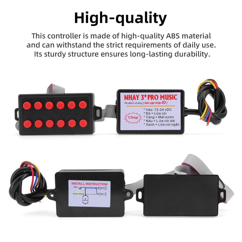 Auto 2PCS Car Horn+12 Sound Musical Electronic Horn Controller 3+ Pro Horn Speaker Sound Control For Truck Marine Boat