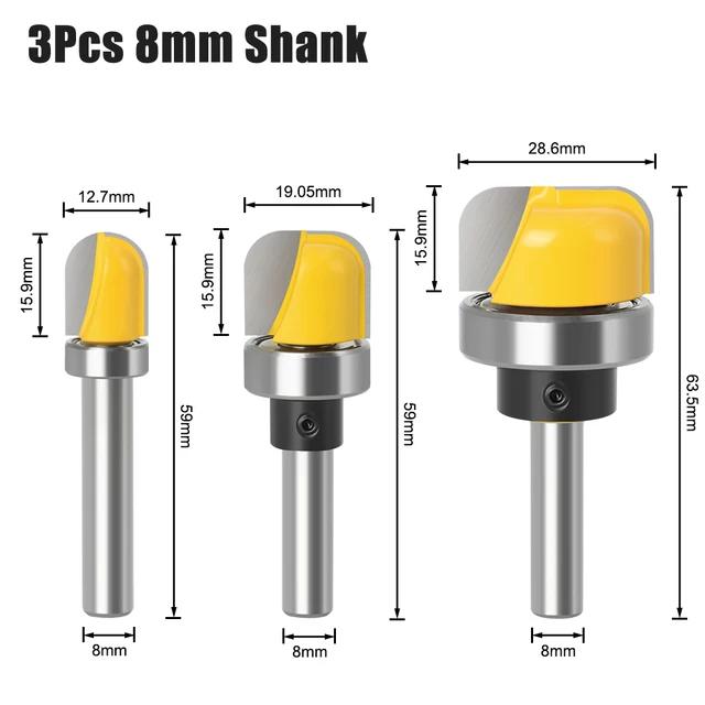 6/6.35/8 Shank Bowl & Tray Router Bit 1-1/8" Diameter Concave Round Nose Milling Cutter Woodworking Corner Rounding Router Bit