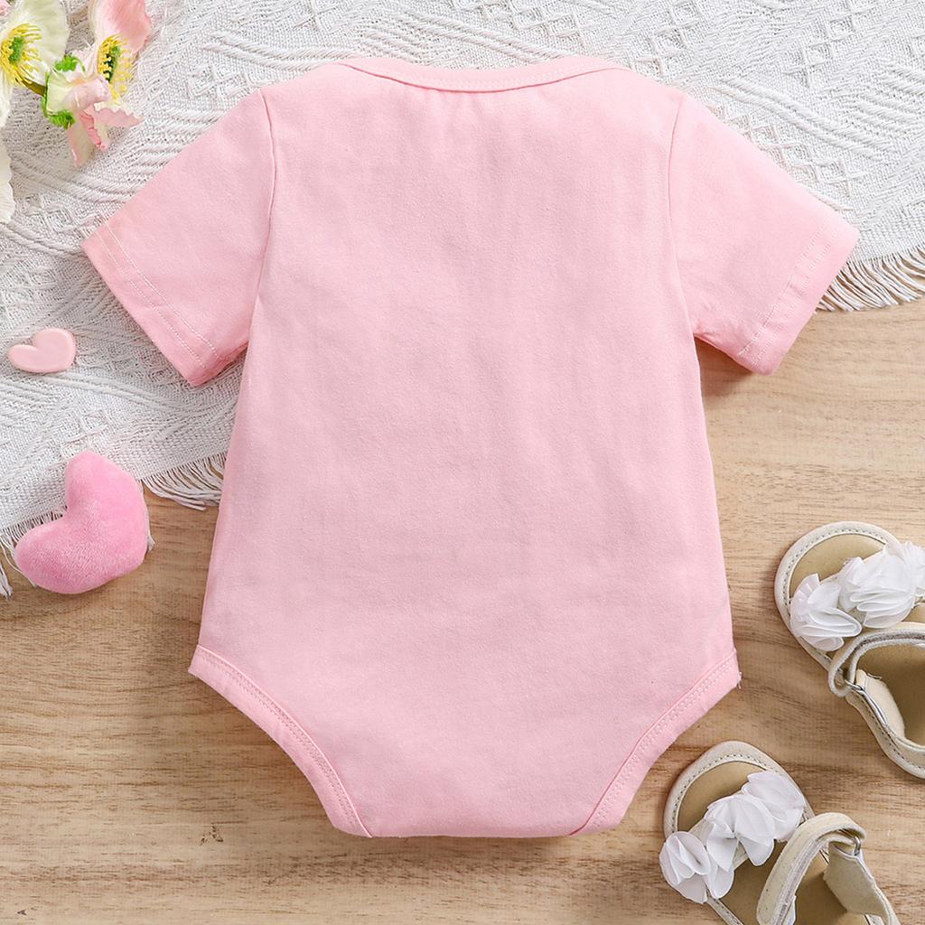 Neugeborenes Baby "Hola Abuelos" Aufdruck 100% Baumwolle Rosa Body Niedlicher Kurzarm Jumpsuit Strampler