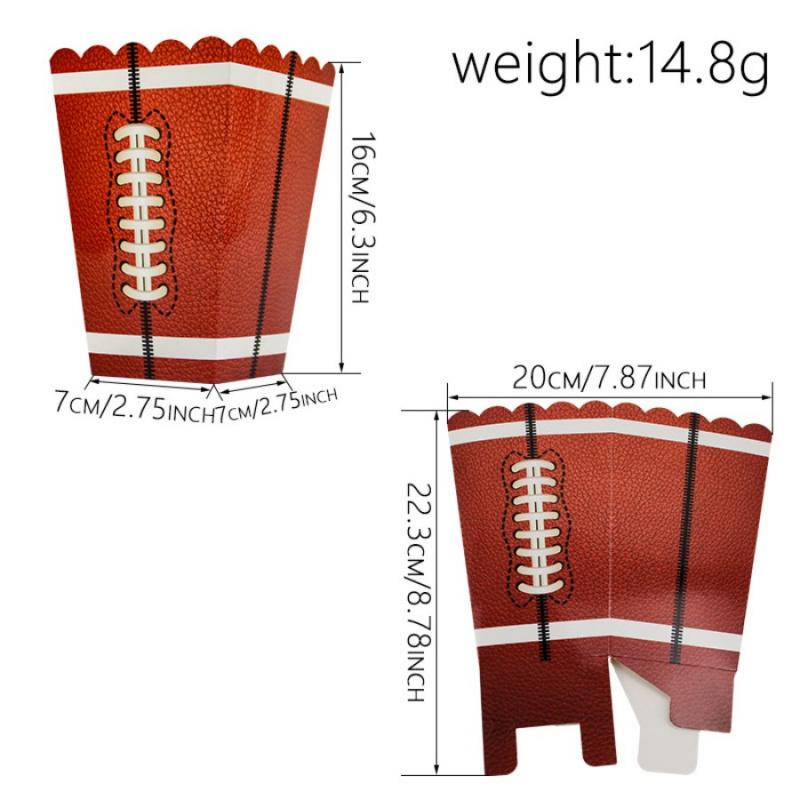 4 Stück Super Bowl Rugby Popcorn Box Wettbewerbsparty Gebratenes Hähnchen Chips Wurst Verpackung Papierbox Süßigkeiten Schokolade Keksdose