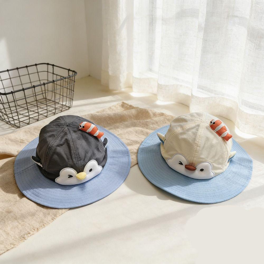 Big Brim Kids Penguin Sunscreen Hat Little Fish Children Beach Cap Children's Sun Hat Summer