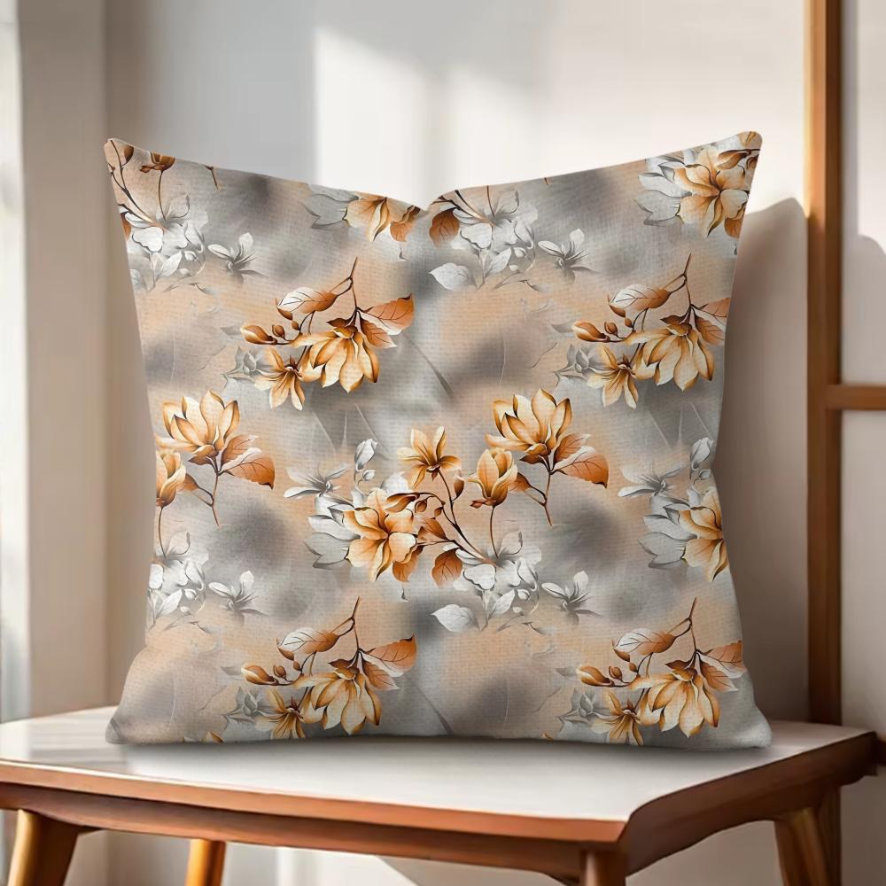 Classic Floral Print Cushion Cover Natural Linen Organic Fabric DoubleSided Printing Couch Pillow Covers Home Decor Gift