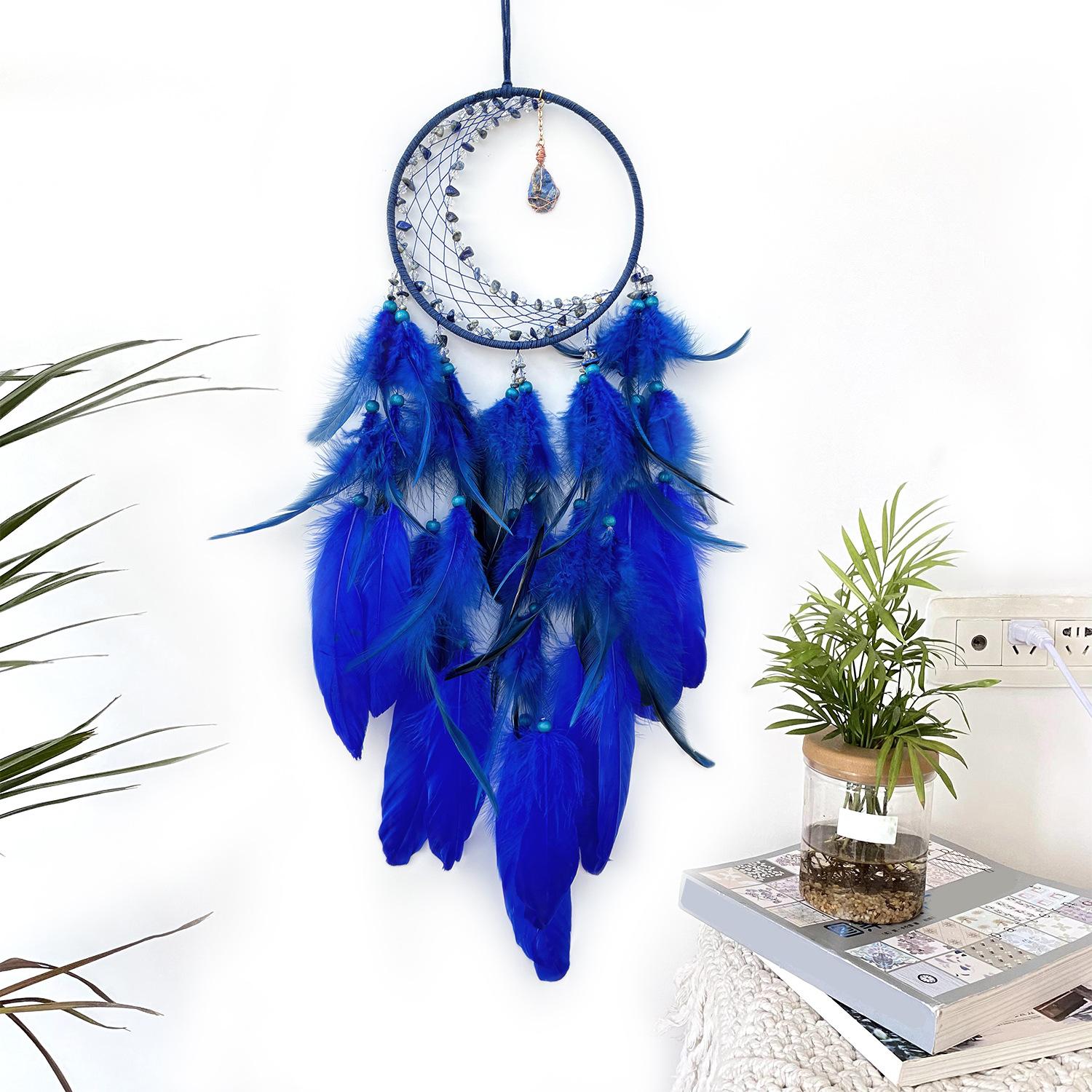 

Home Decoration Indian Dreamcatcher Wind Chime Hanging Creative Raw Stone Feather Crafts Room Decoration