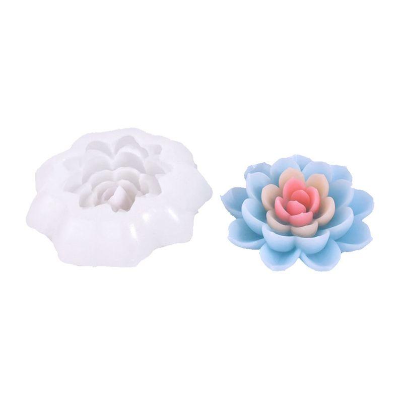M-Modern-Simulation Lotus Candle Silicone Mold Blossom Flower Soap Fragrance Ornaments Making Chocolate Cake Decor Gift