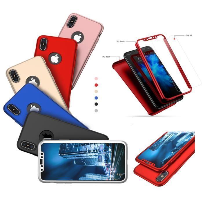 Coque - PHONILLICO - iPhone X - Argent - Ultra Slim - Protection Intégrale Verre Trempé