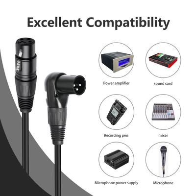 Adjustable Right Angle XLR Male Connector To XLR Female Audio Cord Extension Cable Wire Line for Sound Equipment