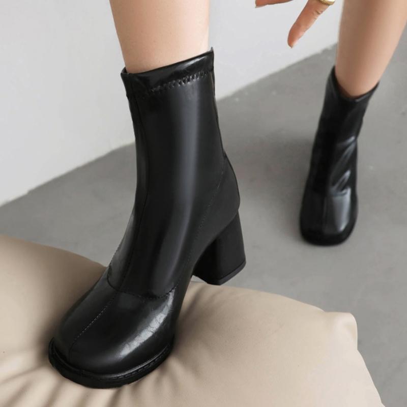 Elegant Ankle Boots for Women Autumn Winter 2024 Black Red White Short Boot Low Heels Footwear Shoe Ladies Waterproof Large Size