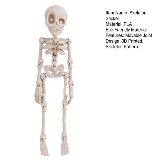 Gothic Skeleton Refrigerator Stickers Posable Skeleton Man 3D Printed Fridge Magnet Decals Halloween Decor Educational Tool