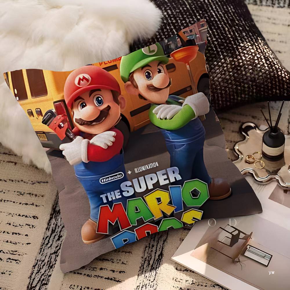 Capa de Almofada Desenho Animado Super M-Marios Fofa Fronha Sala de Estar Sofá Decoração de Casa Personalizado