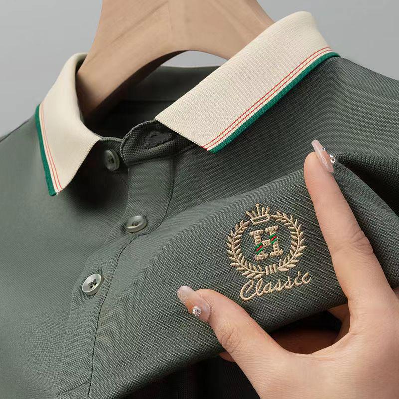 Men's 2024 Summer Light Luxury Polo Shirt - Short-Sleeved, Lapel, Trendy Business Casual T-Shirt