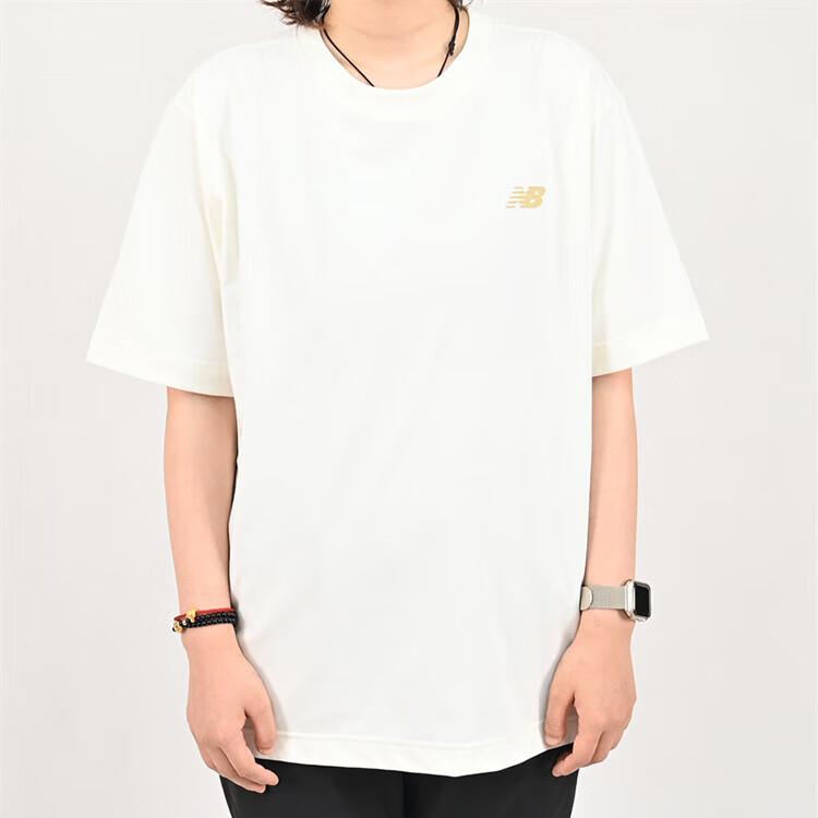 New Balance T Shirts Men's Ivory White Crew Neck Moderate NEF29461-IV