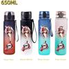 650ML Demon Slayer Water Bottle Anime Cartoon Characters Drinking Cup Portable Outdoor Sports Plastic Leak-proof Water Bottle