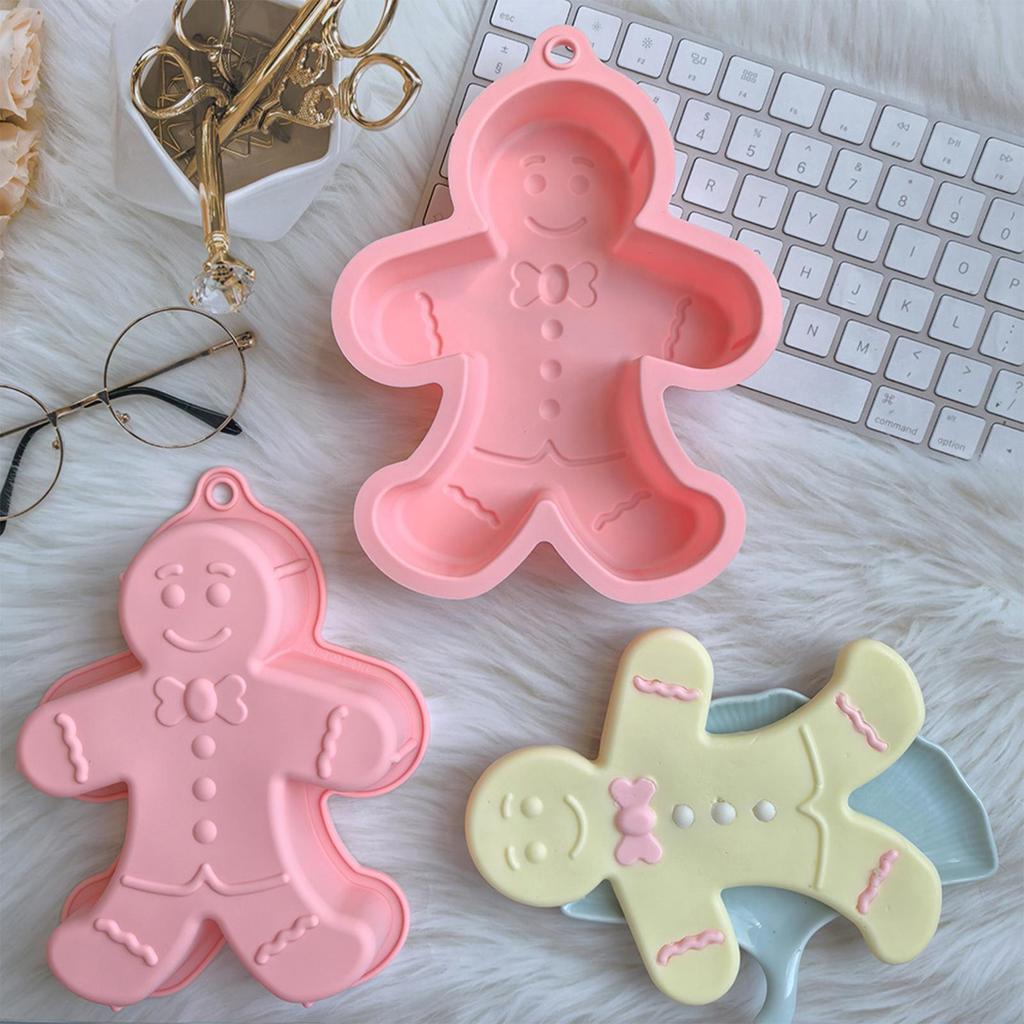 1pc Silicone Gingerbread Man Baking Tray 3D Silicone Christmas Gingerbread Man Baking Molds Non Stick Pie Mould Bakeware Tray