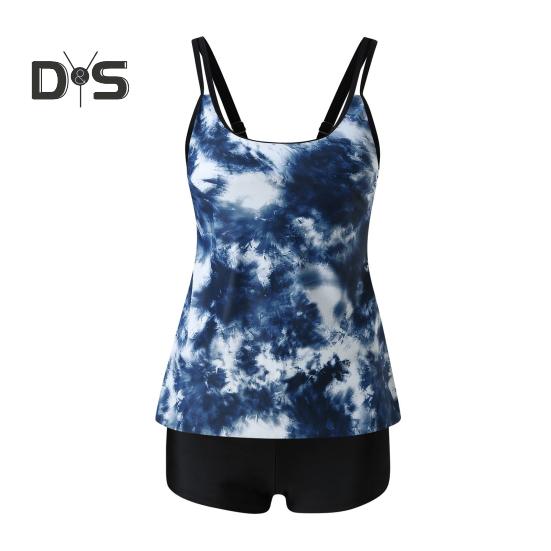 2-teiliges Tankini-Set mit abnehmbarem Brustpolster und verstellbaren Schultergurten, Oberteilen und elastischer Taille, bedrucktem Badehosen-Set, Strandmode