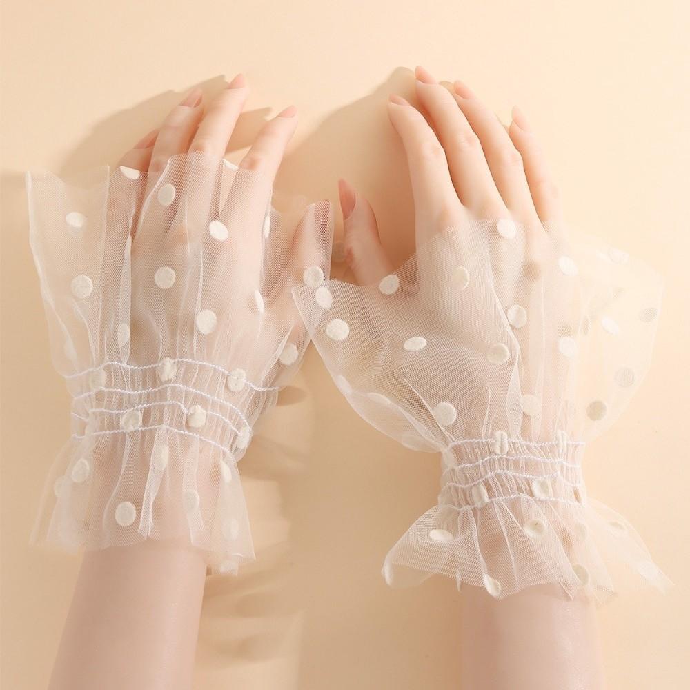 Pleated Tulle Flare Sleeve Elastic False Sleeve Elegant Detachable Wristband  Nail Art Display