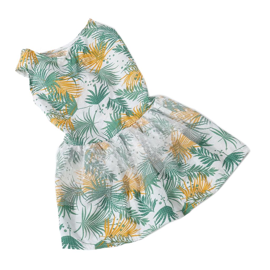 Summer Dog Dress Fashionable Exquisite Leaf Pattern Cute Doggie Dress for Cats Puppy