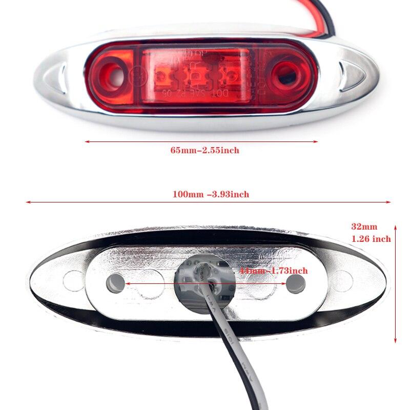 2pcs 3LED 12V/24V Car Trailer Truck Clear Side Marker Lamp Indicator Lorry Turn Signal Light Red/Amber/White Waterproof Light