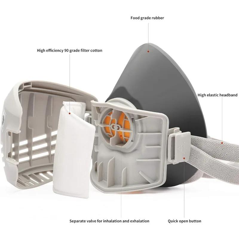 Industrial Dust Mask Reusable with Filter Cotton Dust Respirator Half-face Industrial Anti-smog Safety Gas Mask