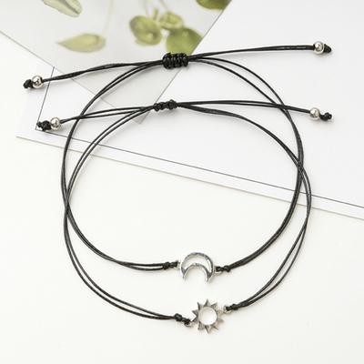 2Pcs Unisex Moon Sun Style Adjustable Couple Bracelet Friend Gift Accessories