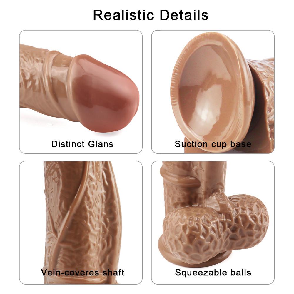 28cm Realistic Dildo with Powerful Suction Cup Realistic Penis Sex Toy Flexible G-spot Dildo with Curved Shaft and Ball Adult