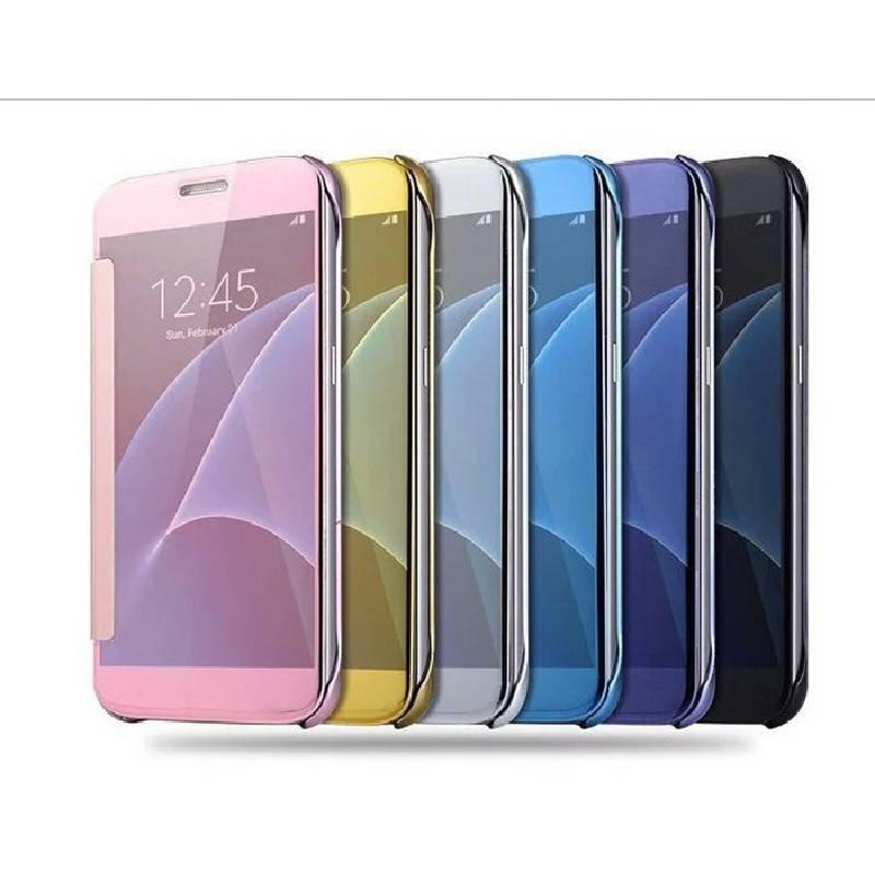 For Samsung Galaxy S6 S7 Plus Clear View Mirror Leather Flip Stand Case Cover