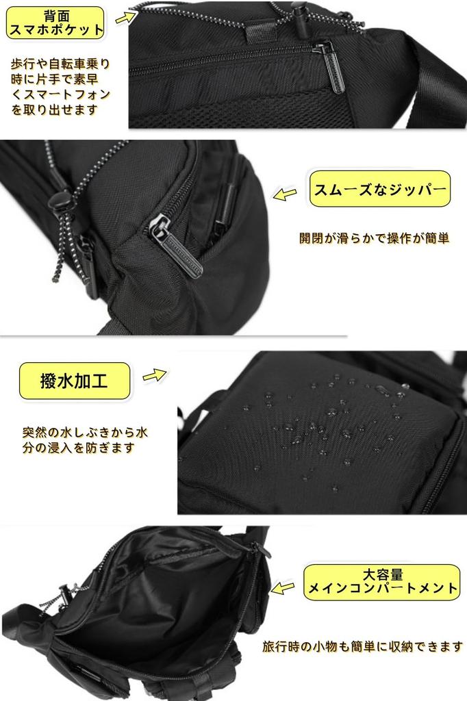 Clair Gina Shoulder Body Waist Hip Large Travel for Commuting and Leisure & Pouch, Bag, Bag, Bag, Capacity, One-Shoulder Bag, Men's Bag, Small,