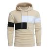 Men Winter Hoodie Pullover Colorblock Long Sleeves Drawstring Hooded Keep Warm Soft Mid Length Spring Hoodie for School