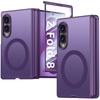Stoßfeste magnetische Handyhülle mit vollständigem Scharnierschutz und gehärtetem Glas für Samsung Galaxy Z Fold 8 - Lila