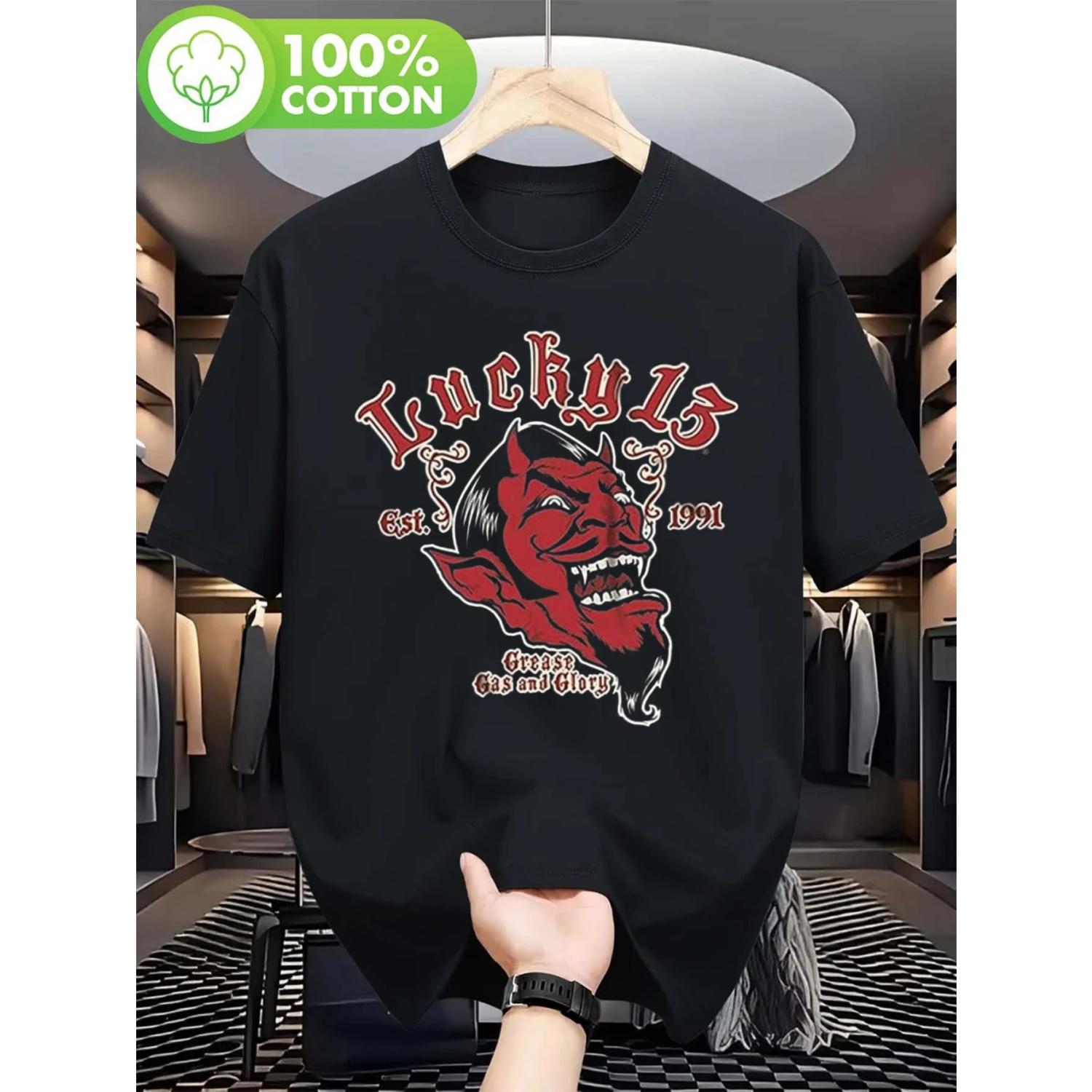 

[Rock Retro Style] Men s Rebellious Oil Pattern T-shirt - Bold Rock Retro Design, The First Choice for Leisure Travel XXXXXL чорний