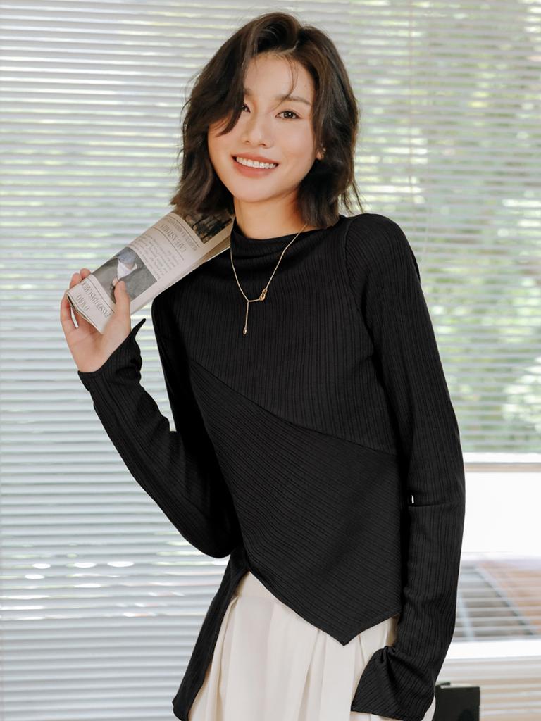 Laengsseon Ls Half Turtle Neck Long Sleeve Knit_2 Colors