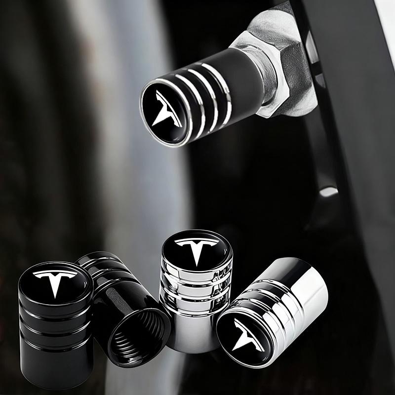 4Pcs Car Tire Valve Cap Alloy Wheel Valves Cover Accessories For Tesla Model 3 Model S Model X Model Y Cybertruck Roadster