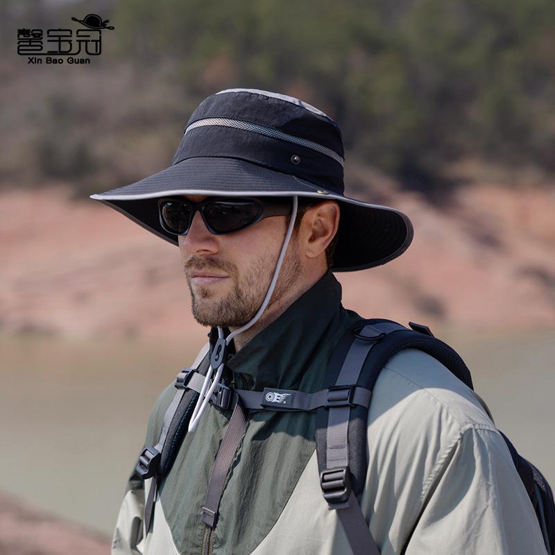 9248 summer big brim sun hat children outdoor mountaineering fishing sun protection hat men's color matching quick drying bucket hat
