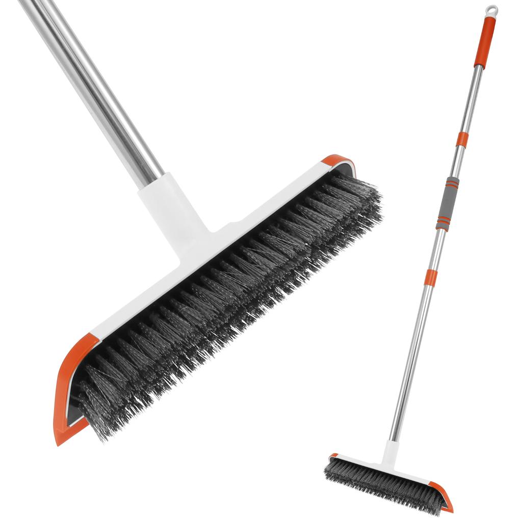 2 In 1 Floor Scrub Brush Bathroom Tile Glass Squeegee Ground Seam Wall Toilet Cleaning Brush Long Handle Kitchen Cleaning