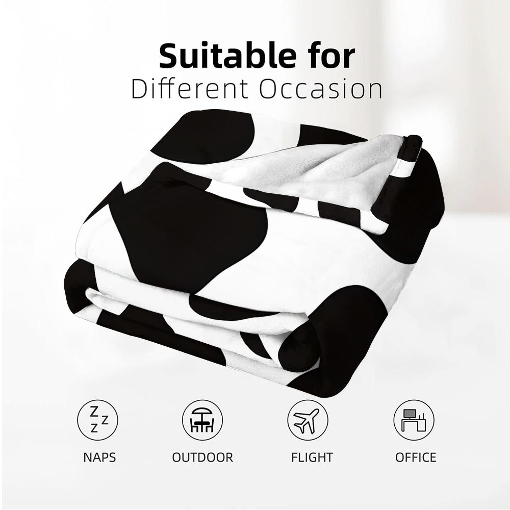 Smooth Solid Cow Spot Anime Cartoon Flannel Blanket Soft Warm Throw for Bedroom Sofa Car Kids Holiday Gift