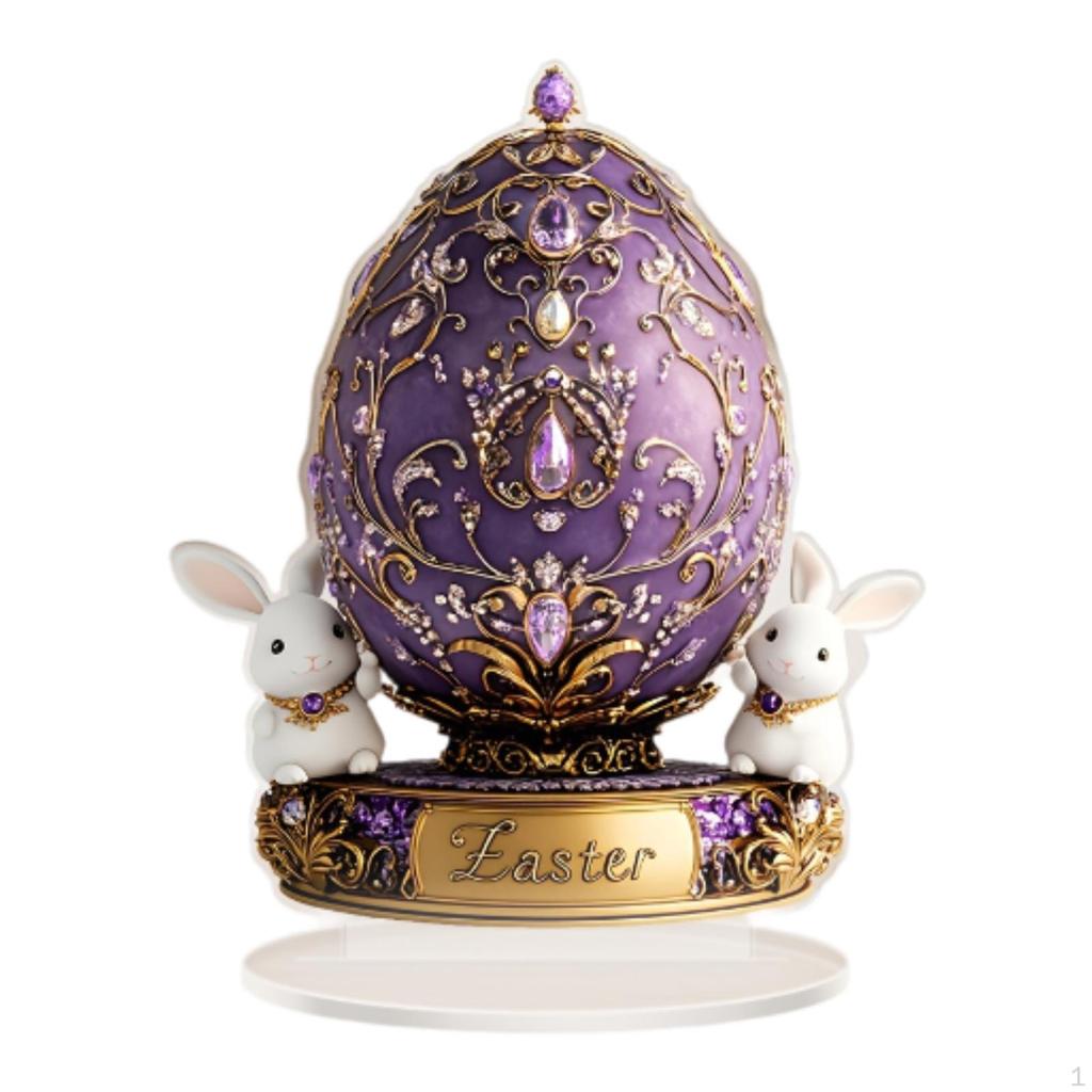 2D Easter Bunny Egg Decoration Acrylic Sign Collectibles Friend Gift Flat Desktop Ornament for