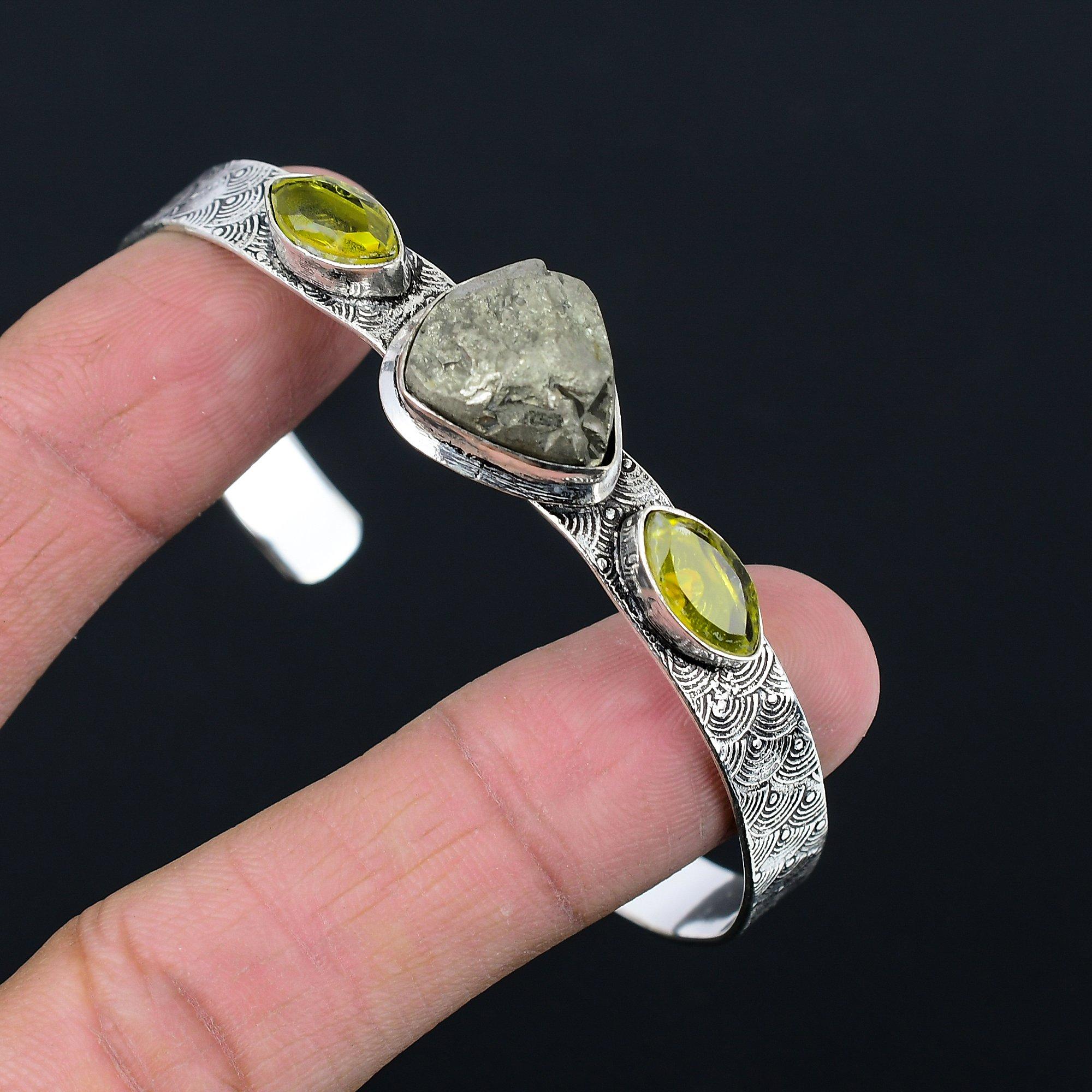 

Подарок на день рождения для нее Натуральный пирит друза драгоценный камень браслет регулируемый серебро 925 пробы Adjustable